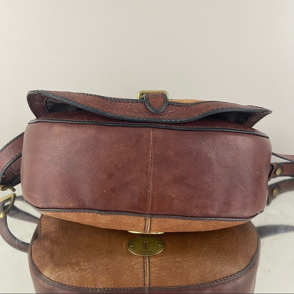 FOSSIL Vintage Reissue Dual Tone Brown Leather Flap Crossbody Messenger Bag - Picture 12 of 16